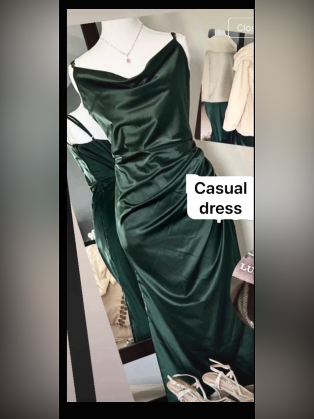 Luxe Emerald Green Satin Cowl Maxi Dress…Luxedo